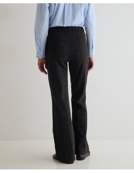 Pantalón recto de punto a cuadros Yerse gris oscuro