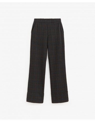 Pantalón recto de punto a cuadros Yerse gris oscuro
