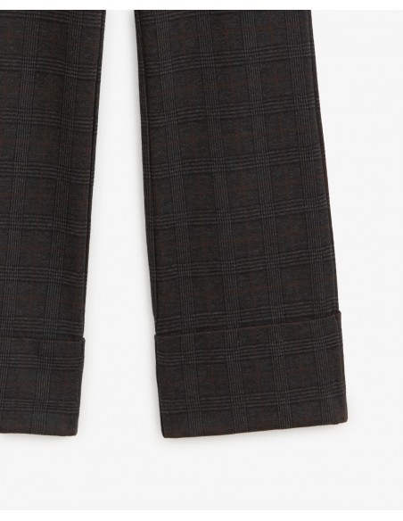 Pantalón recto de punto a cuadros Yerse gris oscuro