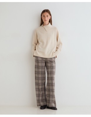 Pantalón wide leg de cuadros Yerse beige