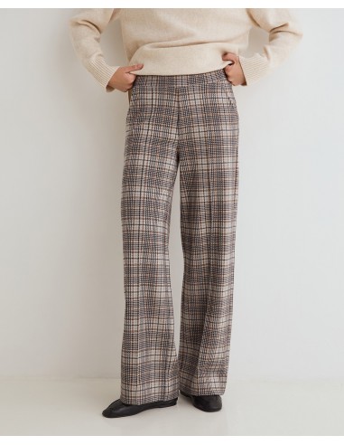 Pantalón wide leg de cuadros Yerse beige