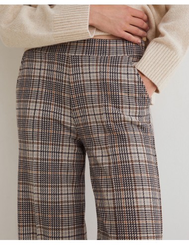 Pantalón wide leg de cuadros Yerse beige
