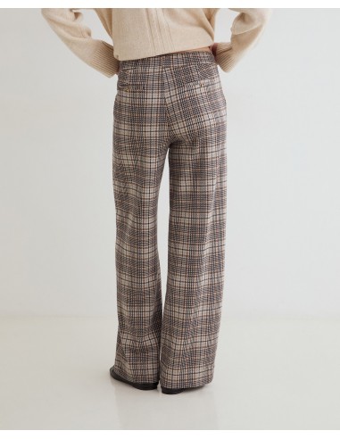 Pantalón wide leg de cuadros Yerse beige