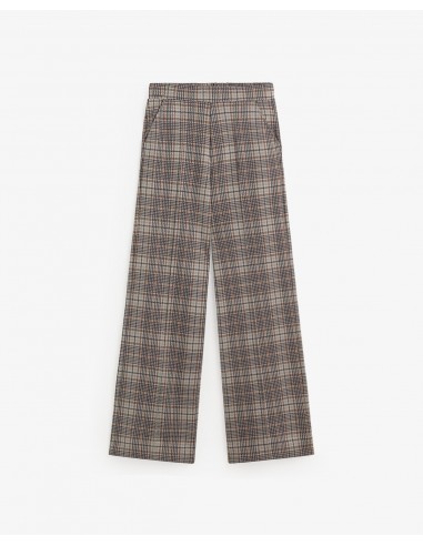 Pantalón wide leg de cuadros Yerse beige