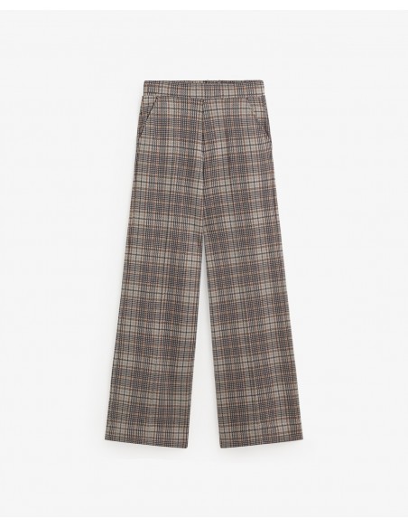 Pantalón wide leg de cuadros Yerse beige