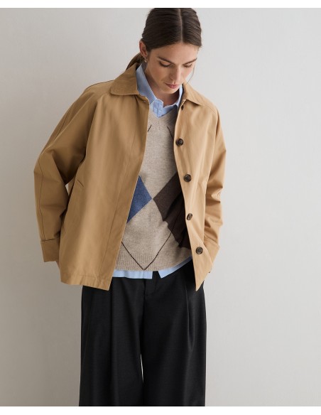 Jersey de rombos de lana y cashmere Yerse crudo y azul