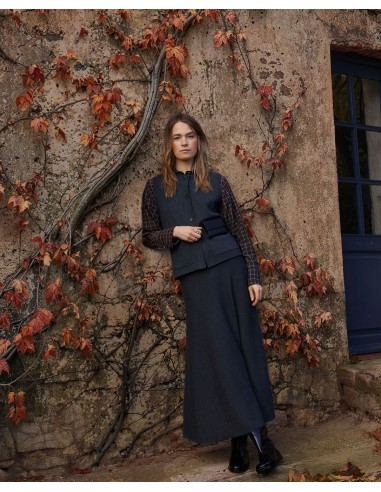Falda midi de punto evasé Yerse gris oscuro