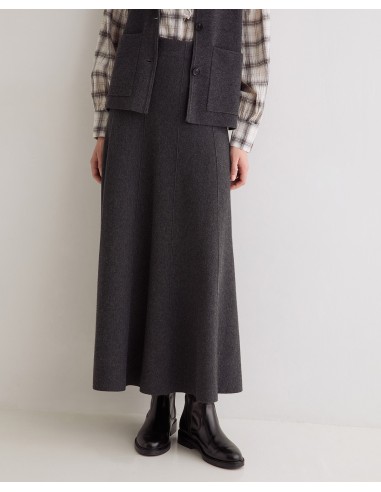 Falda midi de punto evasé Yerse gris oscuro