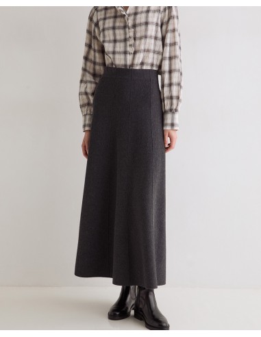 Falda midi de punto evasé Yerse gris oscuro