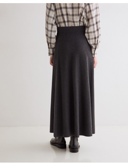 Falda midi de punto evasé Yerse gris oscuro