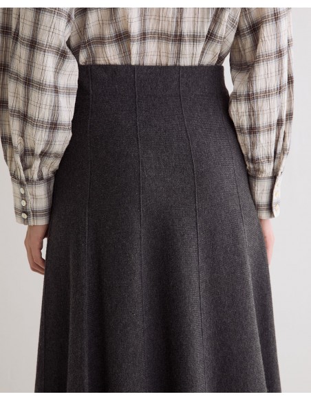 Falda midi de punto evasé Yerse gris oscuro