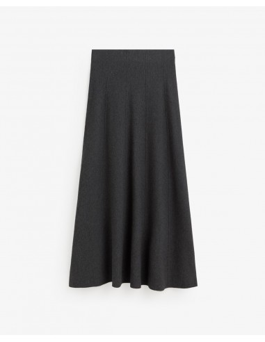Falda midi de punto evasé Yerse gris oscuro