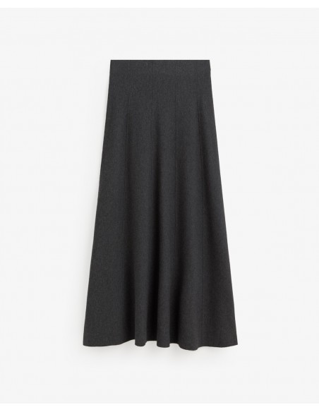 Falda midi de punto evasé Yerse gris oscuro