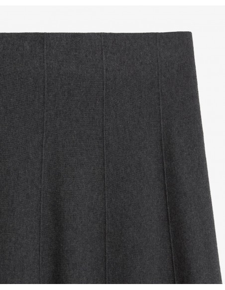 Falda midi de punto evasé Yerse gris oscuro