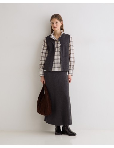 Falda midi de punto evasé Yerse gris oscuro