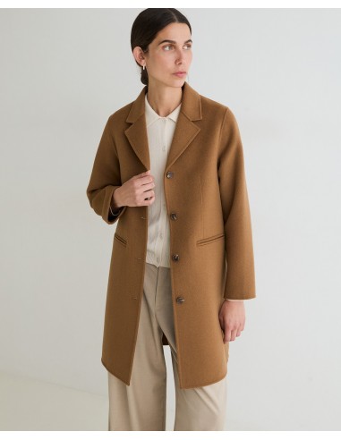Abrigo midi de lana doble faz handmade Yerse camel