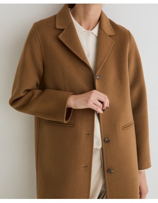Abrigo midi de lana doble faz handmade Yerse camel 2