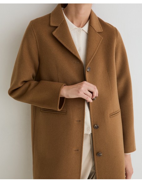 Abrigo midi de lana doble faz handmade Yerse camel