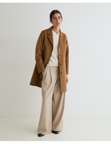 Abrigo midi de lana doble faz handmade Yerse camel
