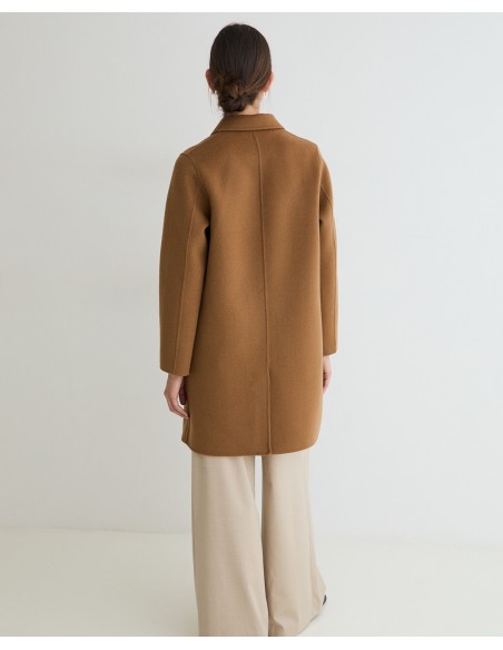 Abrigo midi de lana doble faz handmade Yerse camel