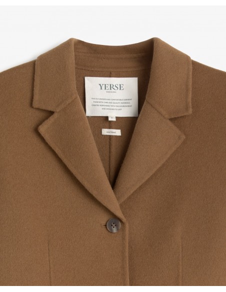 Abrigo midi de lana doble faz handmade Yerse camel