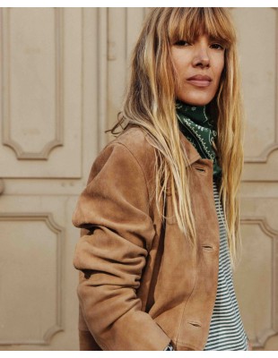 Abrigo midi de ante Yerse camel