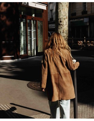 Abrigo midi de ante Yerse camel 2