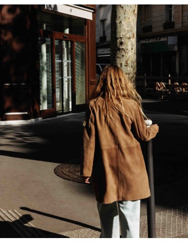 Abrigo midi de ante Yerse camel