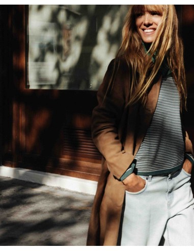Abrigo midi de ante Yerse camel