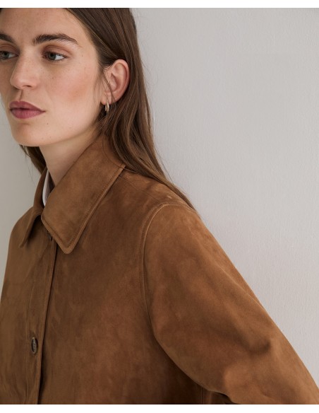 Abrigo midi de ante Yerse camel