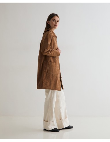 Abrigo midi de ante Yerse camel
