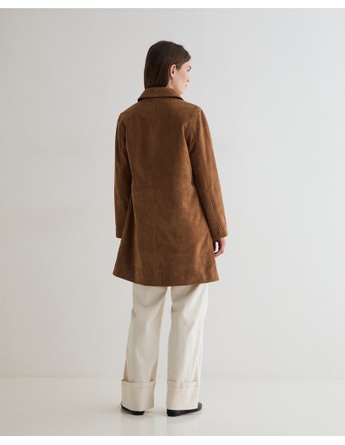 Abrigo midi de ante Yerse camel