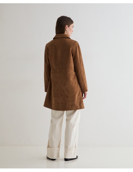 Abrigo midi de ante Yerse camel