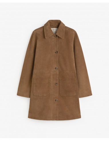 Abrigo midi de ante Yerse camel