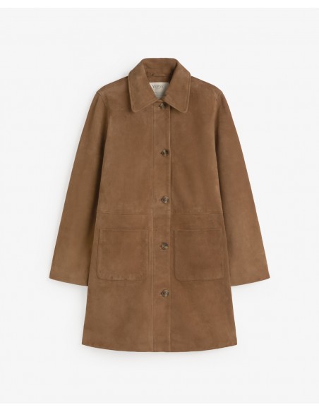 Abrigo midi de ante Yerse camel