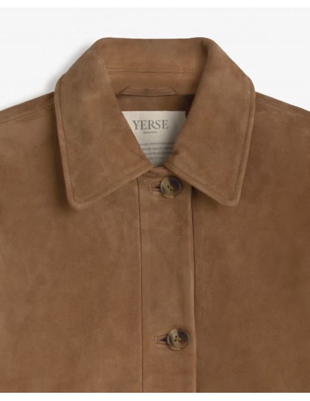 Abrigo midi de ante Yerse camel
