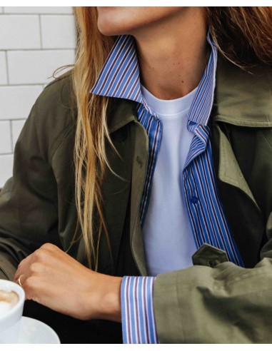 Gabardina midi cruzada de algodón Yerse verde caqui