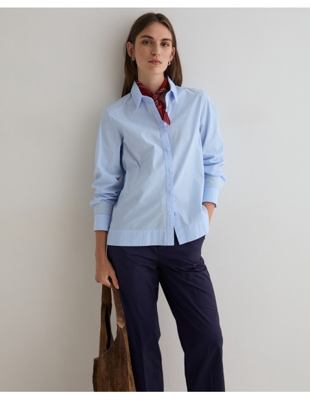 Camisa de popelín de algodón orgánico Yerse azul cielo