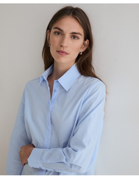 Camisa de popelín de algodón orgánico Yerse azul cielo