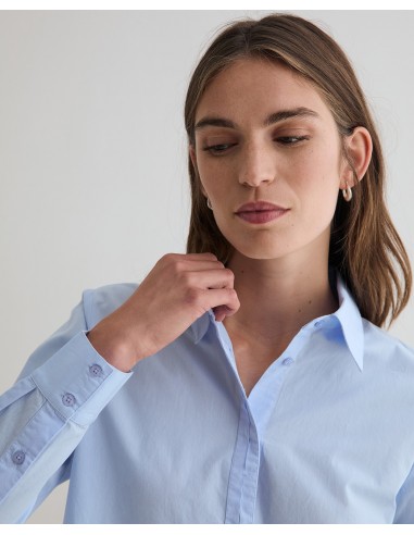 Camisa de popelín de algodón orgánico Yerse azul cielo