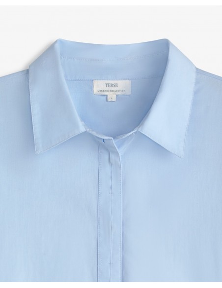 Camisa de popelín de algodón orgánico Yerse azul cielo