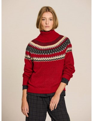 Jersey jacquard de cuello alto Luz en rojo · Escorpion