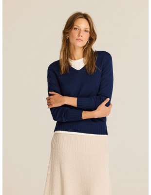 Jersey de cuello pico Rose en azul marino · Escorpion