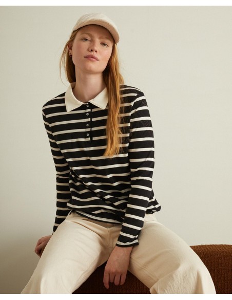 Camiseta rallas cuello polo