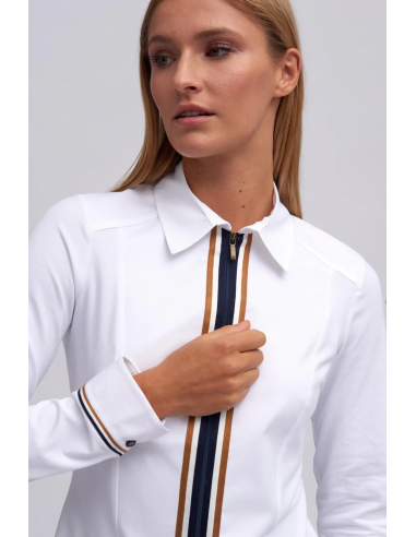 Camisa "Onega" - detalle de cremallera, puño y cuello.