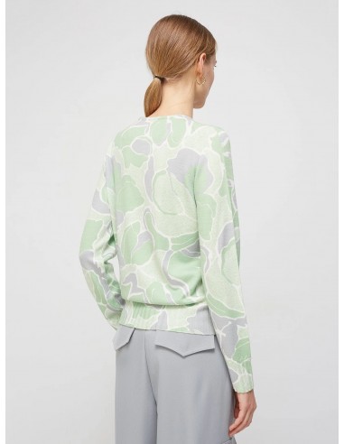 Jersey Estampado de Lana Mixta con Cuello Redondo -  vista posterior - color verde