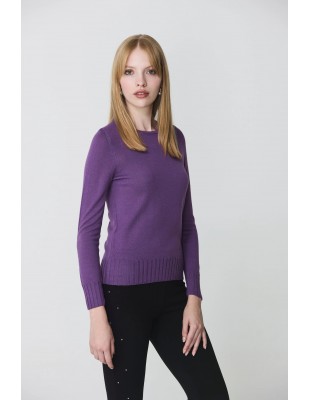 Jersey Básico de Lana Merina Cuello Redondo - color morado