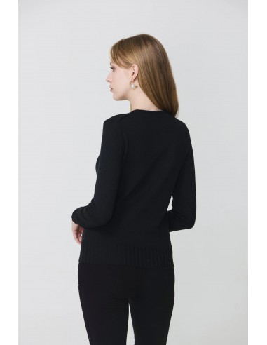 Jersey Básico de Lana Merina Cuello Redondo - color negro