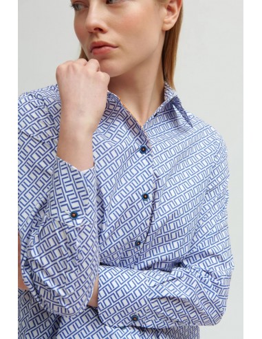 Camisa "Estrella" Azul Medio en Algodón, Nylon y Elastano - Tinta y Bariloche (vista en detalle)