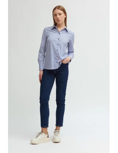 Camisa "Estrella" Azul Medio en Algodón, Nylon y Elastano - Tinta y Bariloche